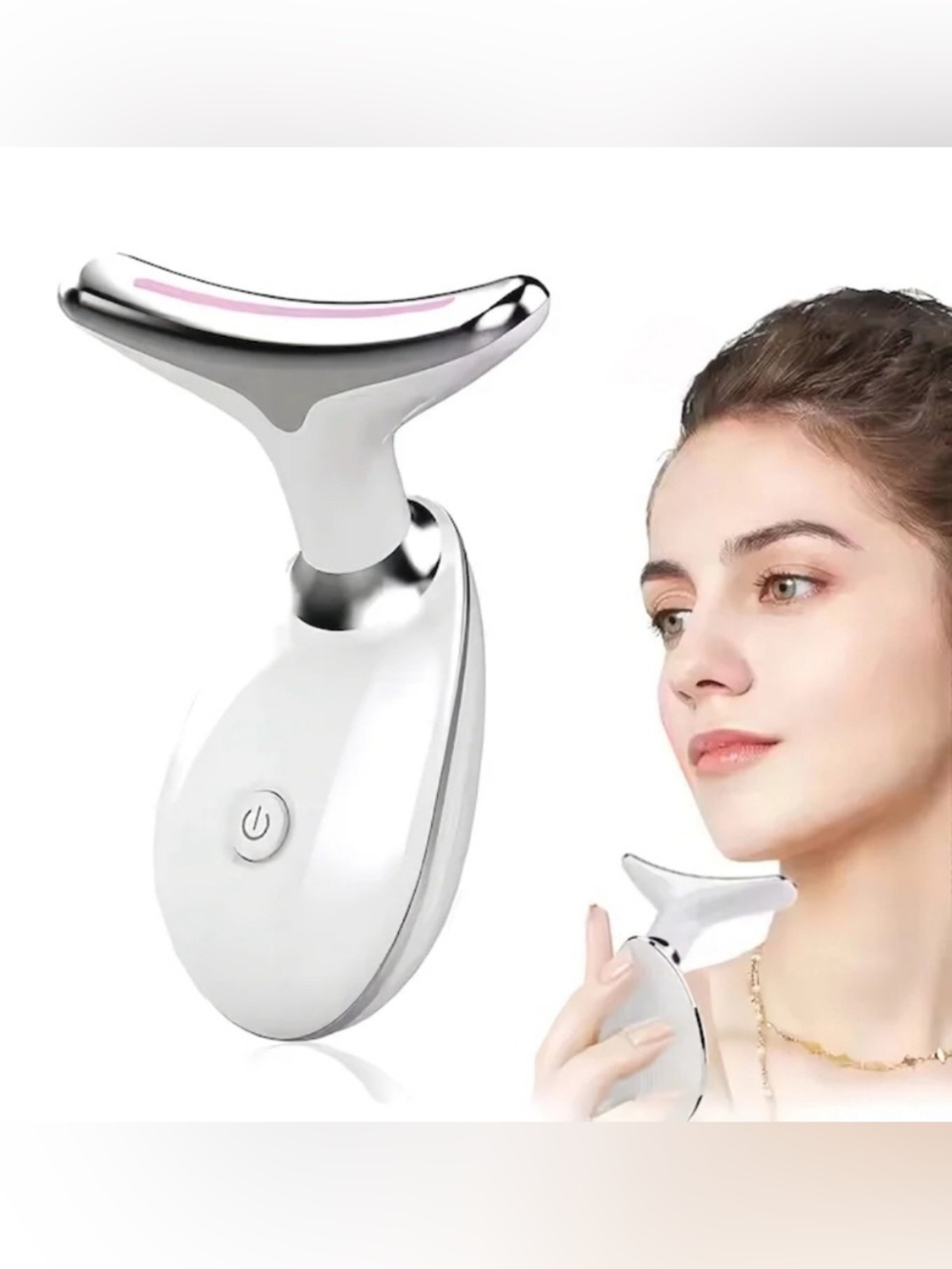 Facial T-Bar Massager in White with Silver Accent - Picture 4 of 5